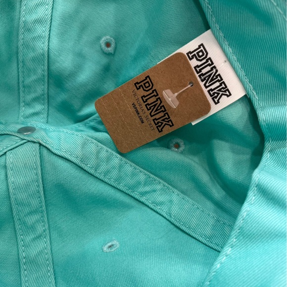 Victoria’s Secret PINK Teal Baseball Cap Hat Adjustable One Size - Picture 5 of 6